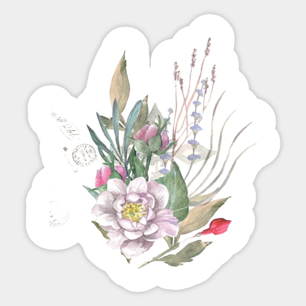 Vintage Floral Pattern Cottage Core Aesthetic Sticker by Gifts of Recovery